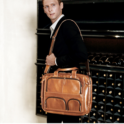Premium 17-inch Leather Executive Briefcase