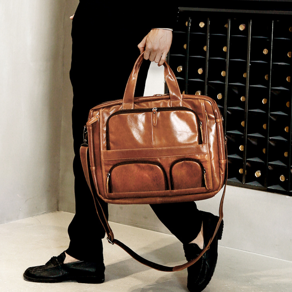 Premium 17-inch Leather Executive Briefcase