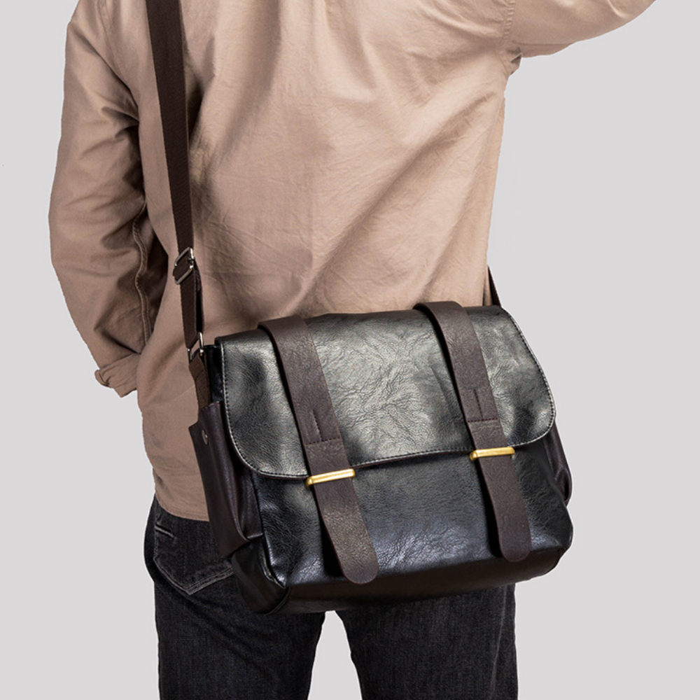 Rugged Crossbody Leather Messenger Bag