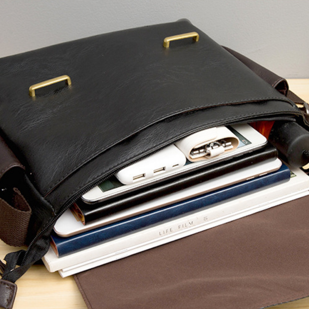 Rugged Crossbody Leather Messenger Bag