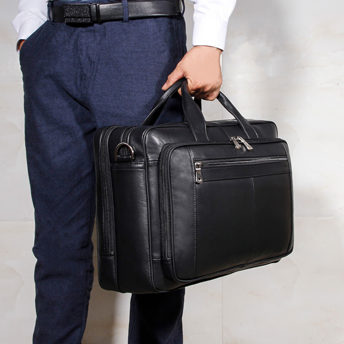 Professional Large Leather Executive Briefcase
