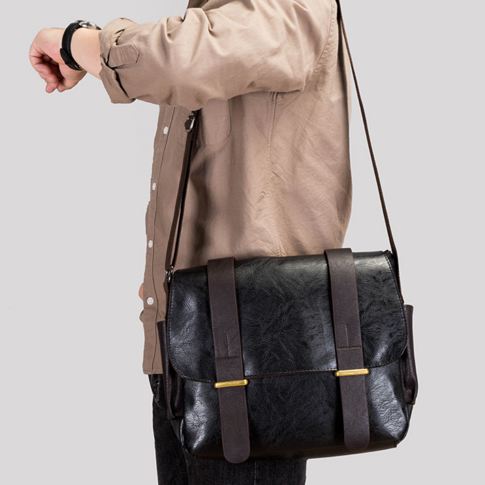 Rugged Crossbody Leather Messenger Bag