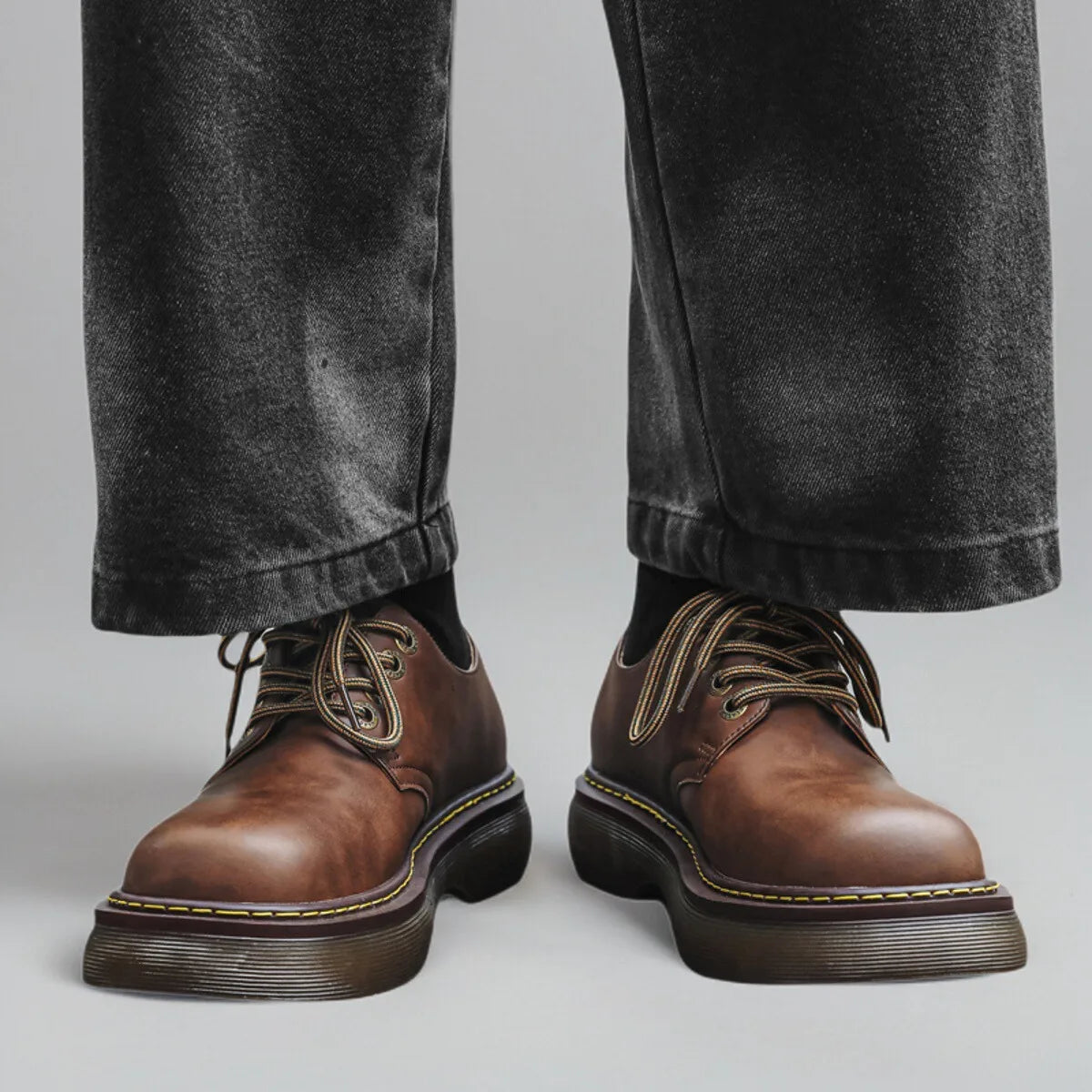 Sapato Derby Masculino Casual em Couro Bass – Estilo Vintage