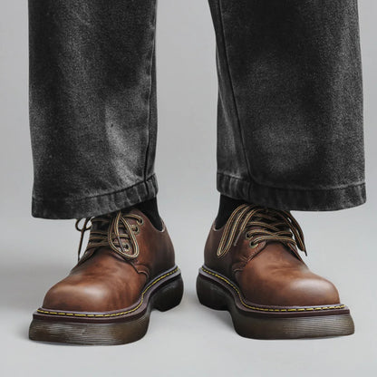 Sapato Derby Masculino Casual em Couro Bass – Estilo Vintage