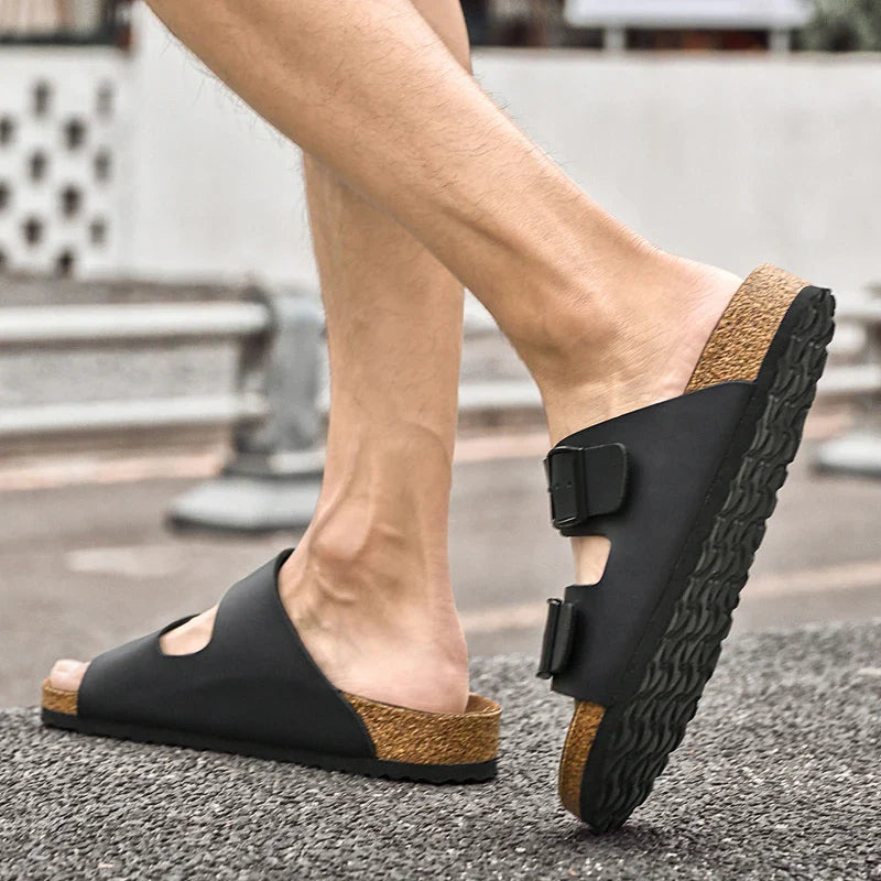 Sandália Masculina em Couro Amaretto