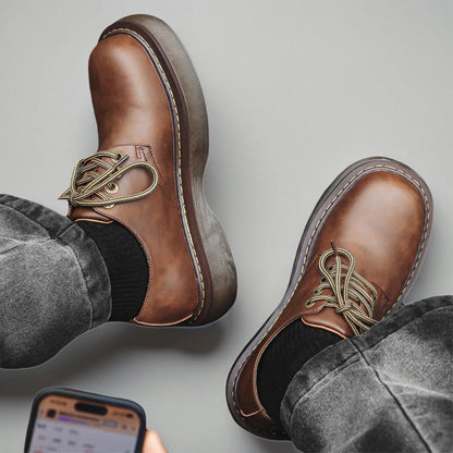 Sapato Derby Masculino Casual em Couro Bass – Estilo Vintage