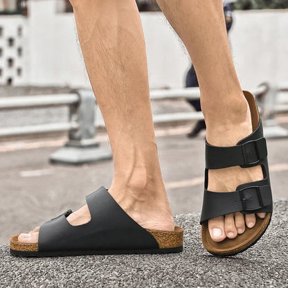 Sandália Masculina em Couro Amaretto