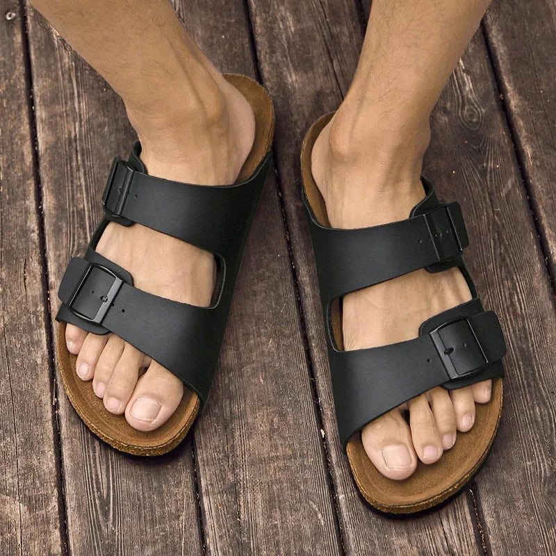 Sandália Masculina em Couro Amaretto